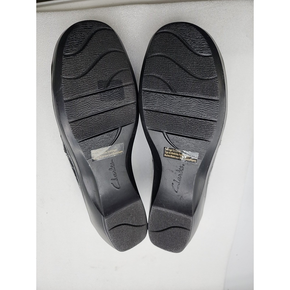 Clarks Bendables 9W Women's Faux Alligator Slip On Patent Loafer Shoe Black - Picture 10 of 11